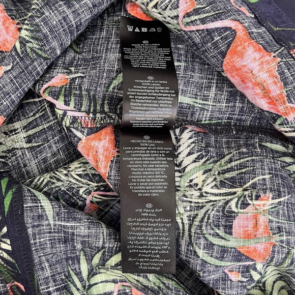 NWT Hobbs Navy ‘Amalfi’ 100% Linen Flamingo Print Sleeveless Dress, Size 8 - Picture 9 of 10